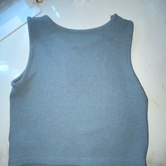Blue Ribbed Knit Top - Picture 2 of 2